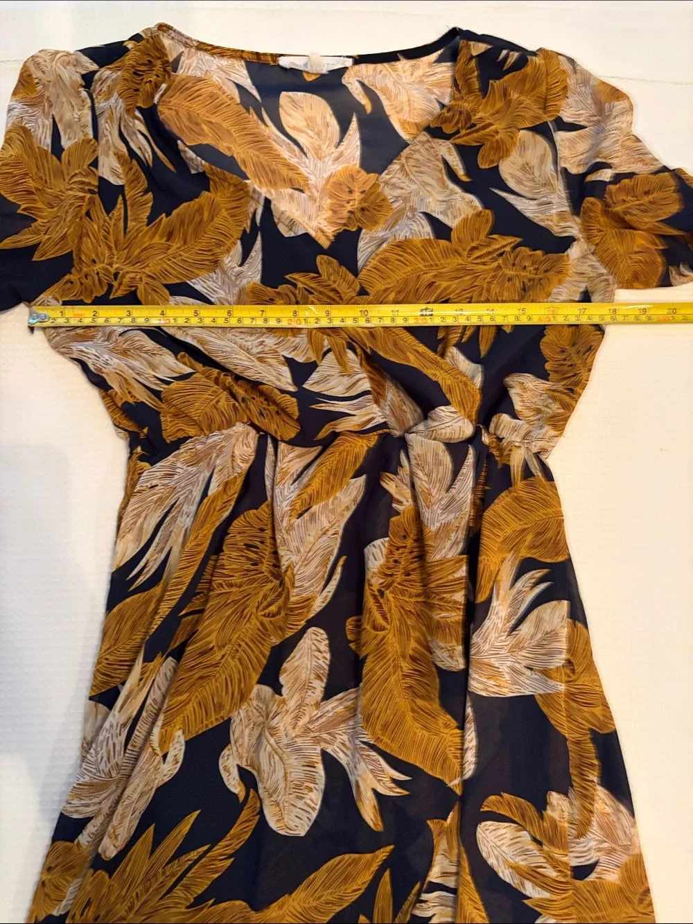 Pink Stitch Floral Print maxi dress in Mustard & Black open front size L - Picture 10 of 13